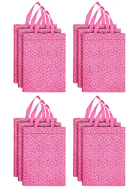 Kuber Industries Carry Bag|Shopping bag With Handles|Shopping Bag For Grocery|Pack of 12 |PINK