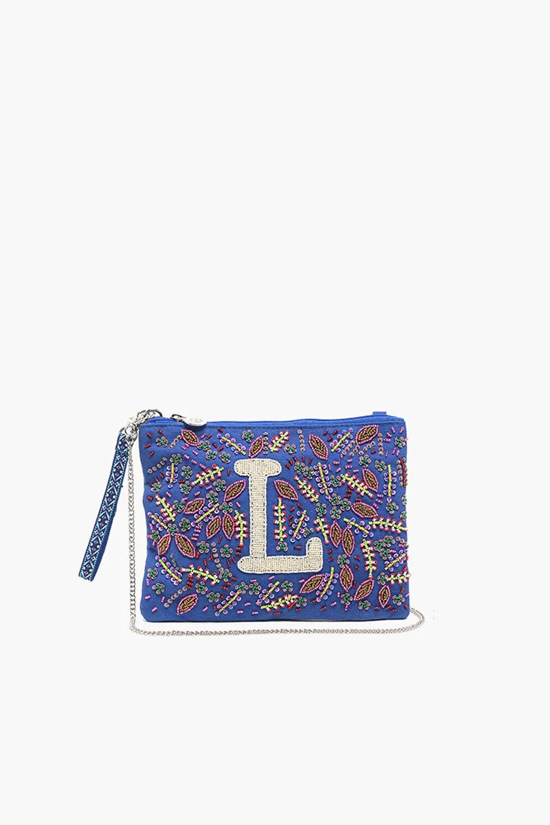 L Initial Embellished Pouch with Coin Bag