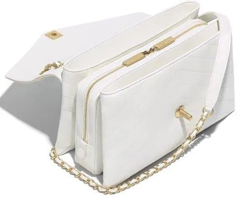 Lambskin Flap Bag, White