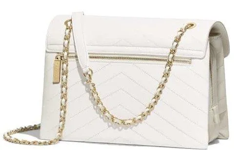 Lambskin Flap Bag, White