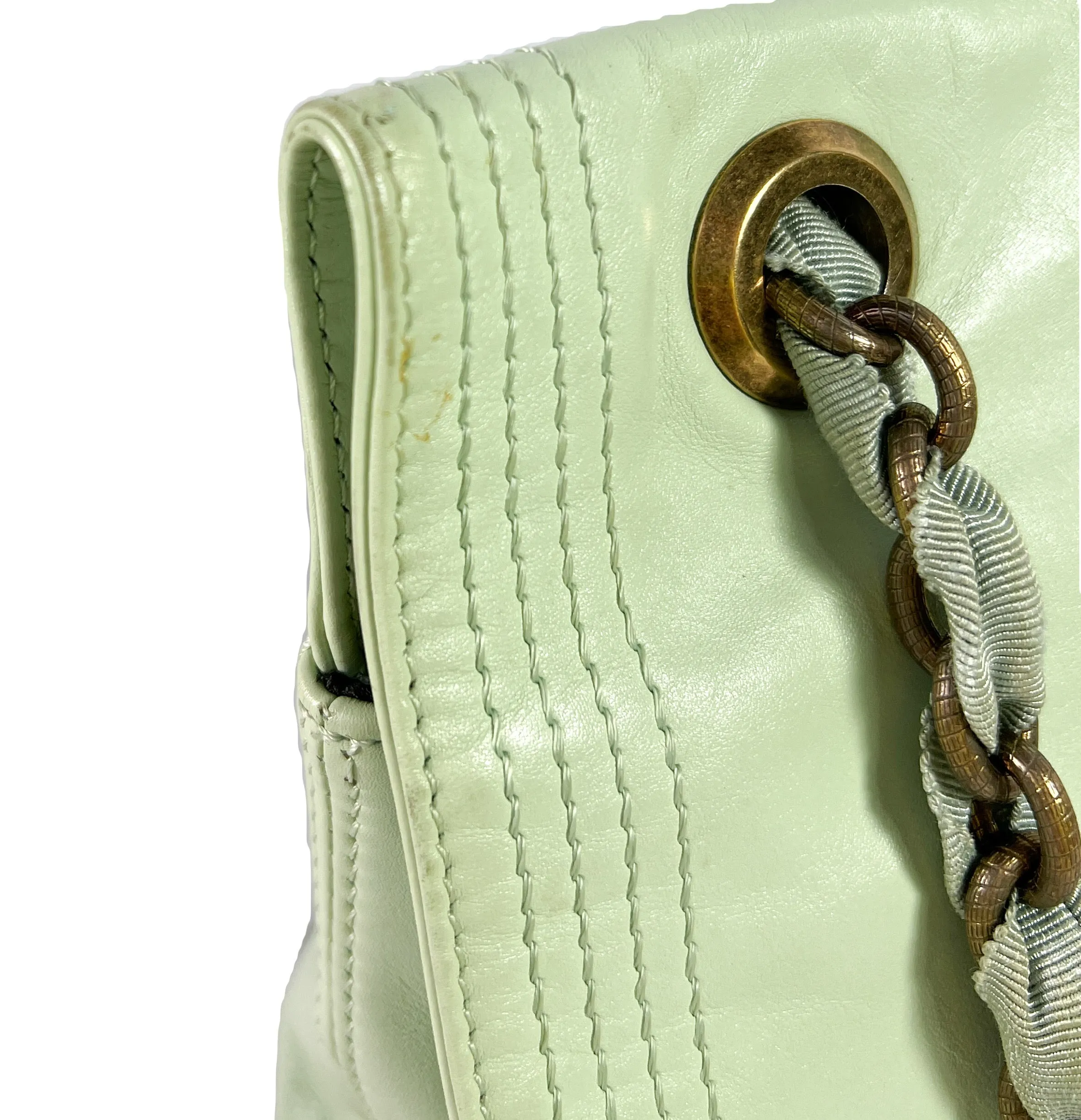 Lanvin mint green leather Happy shoulder bag