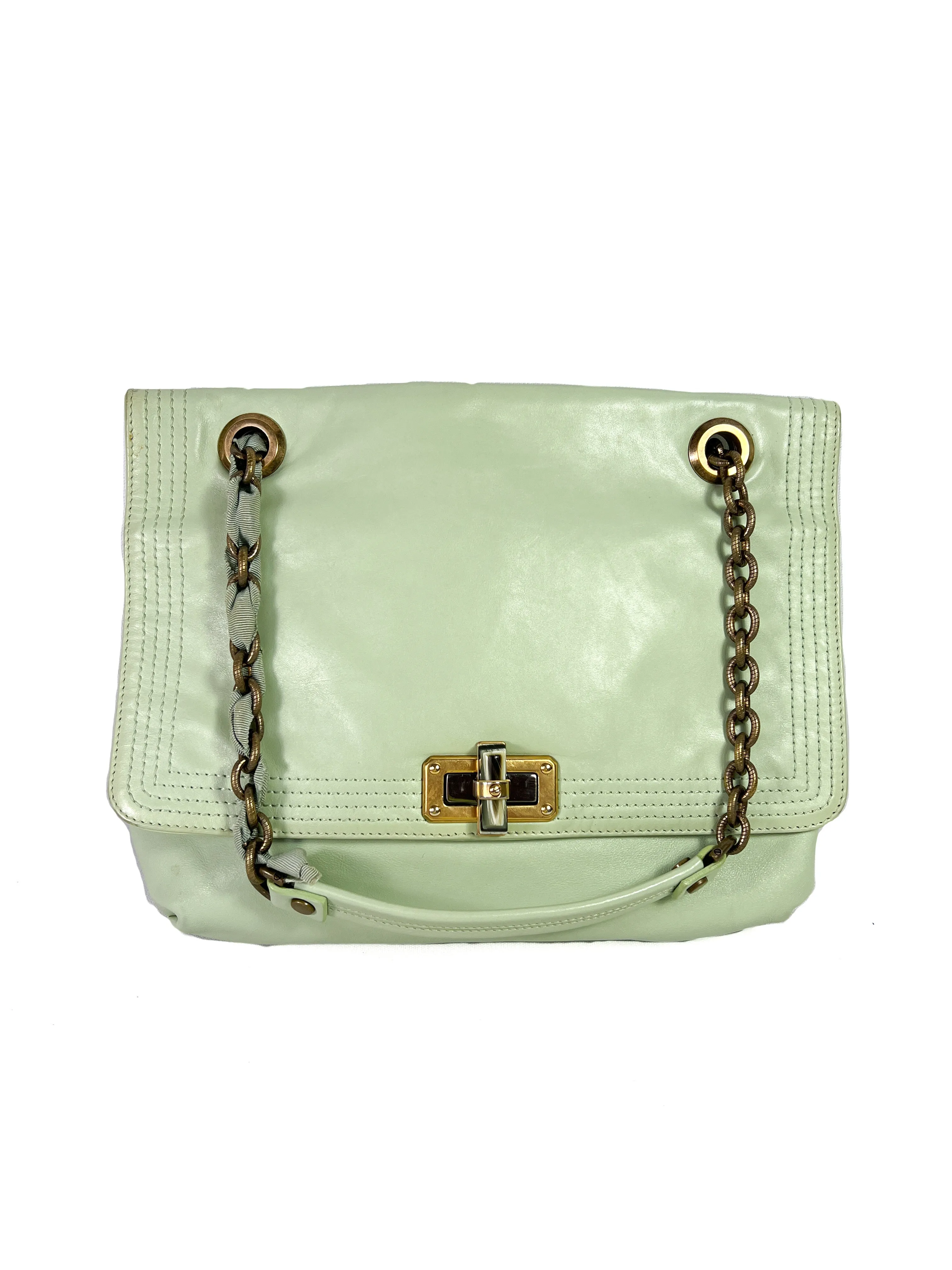 Lanvin mint green leather Happy shoulder bag