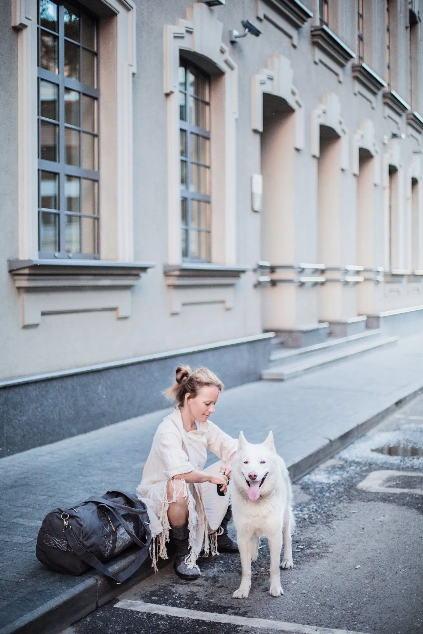 Large Cotton Canvas Travel Duffle Bag / Gym Bag / Shipibo / Dark Grey