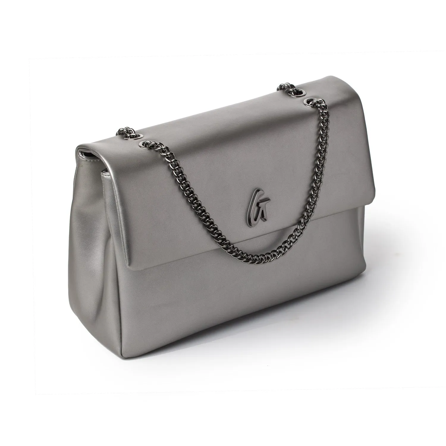 LARGE STANDARD FLAP BAG - PLATINUM