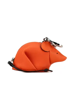 Leather Mouse Bag Charm with Pouch and Key Ring