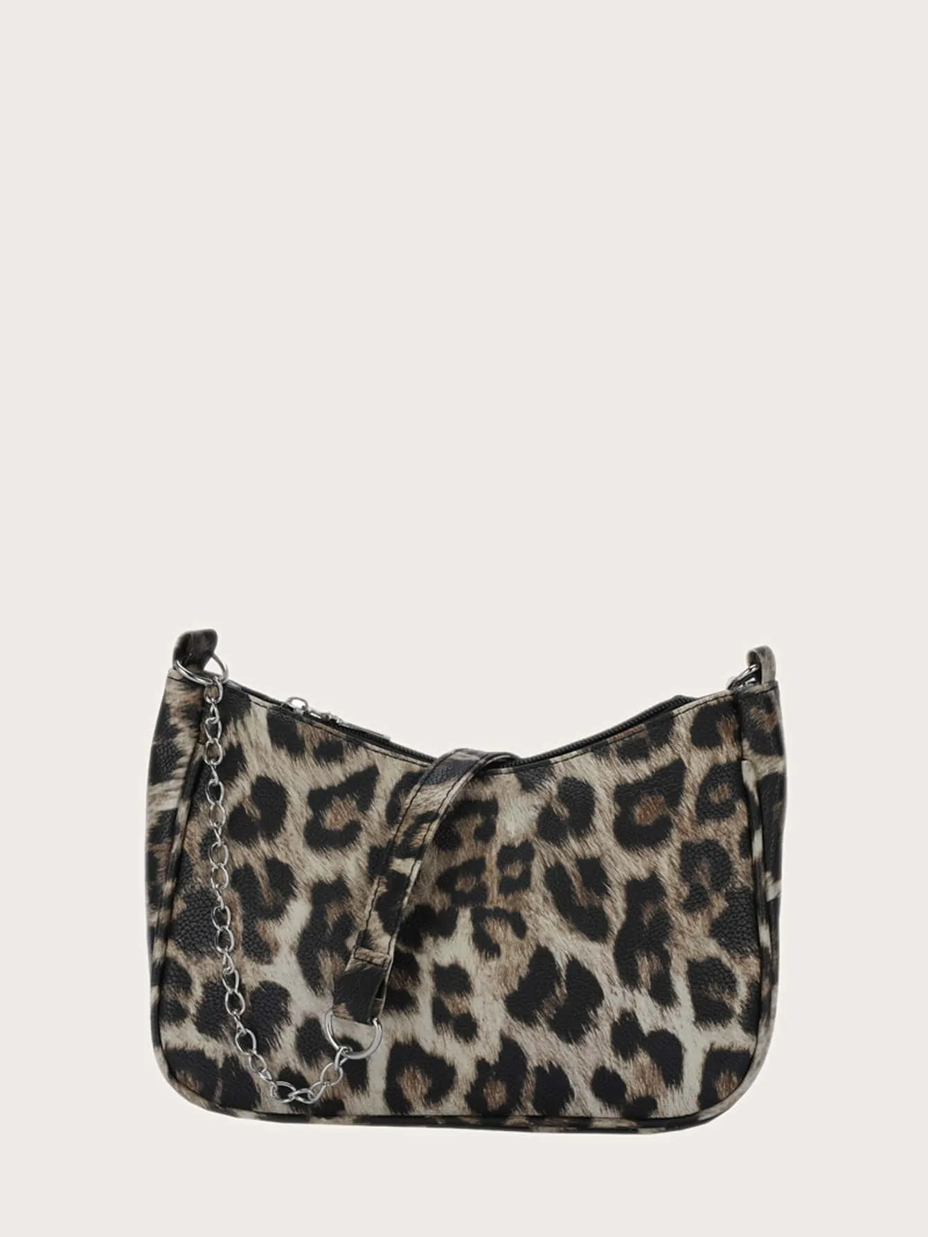 Leopard Graphic Chain Shoulder Bag