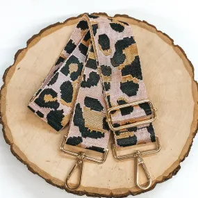 Leopard Print Adjustable Purse Strap in Metallic Pink