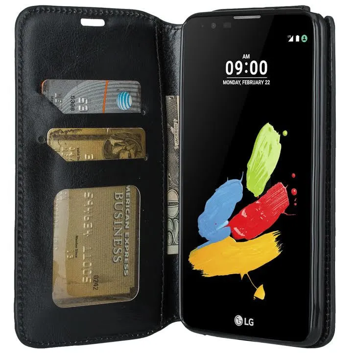 LG Stylo 2 Plus Case, LG Stylo 2 Plus Wallet Case [Kickstand] Pu Leather Wallet Case w/ ID & Card Slots & Money Pocket - Black