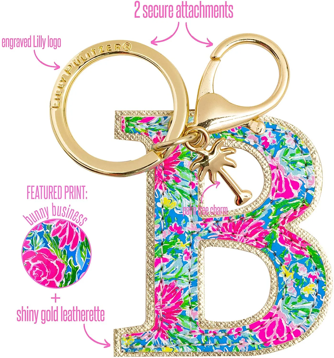 Lilly Pulitzer Leather Initial Keychain - B