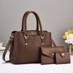 LovelyRLovely Woven Texture Three-piece Handbag Set