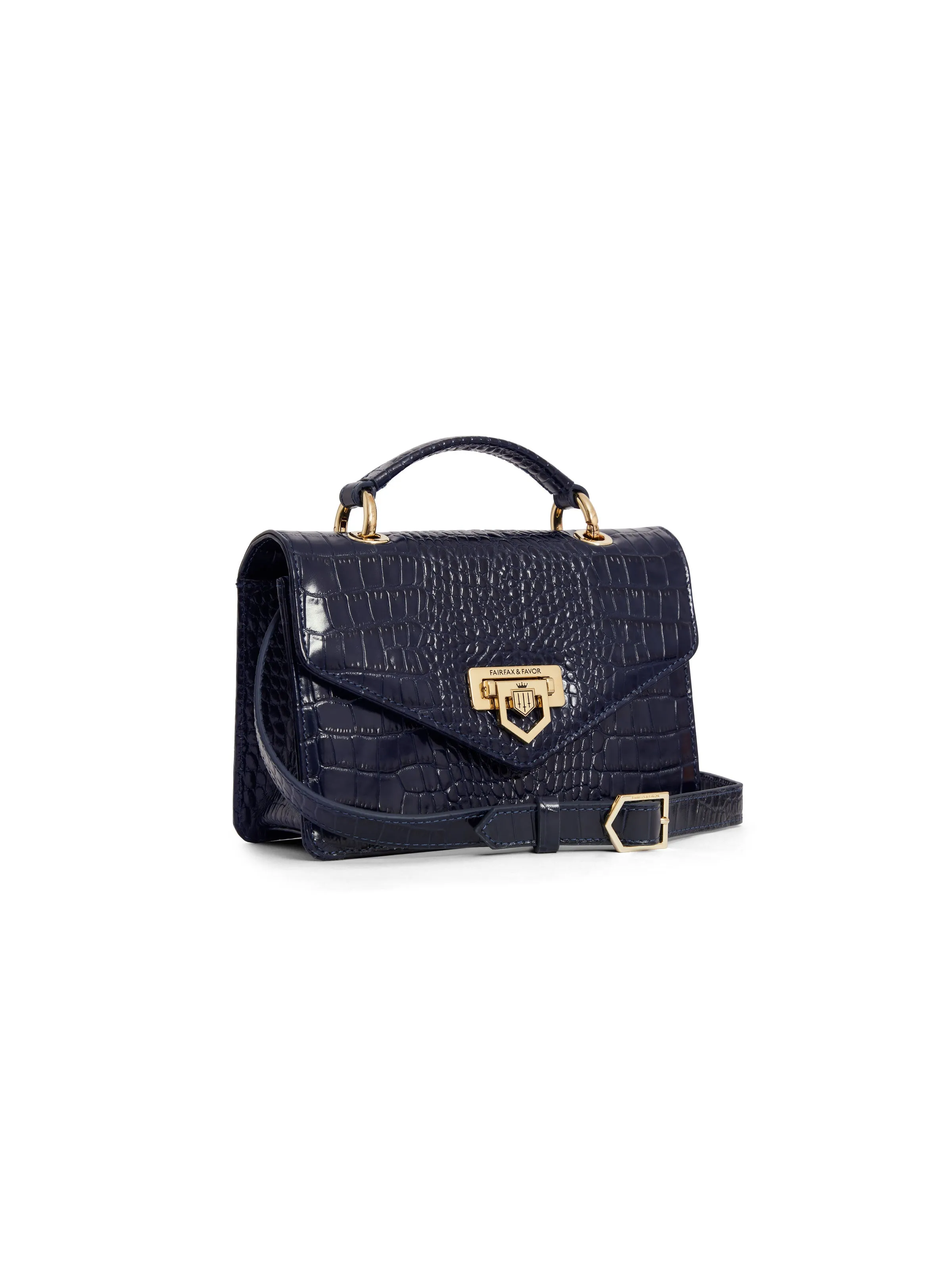 Loxley Mini Crossbody Bag - High Shine Navy Croc