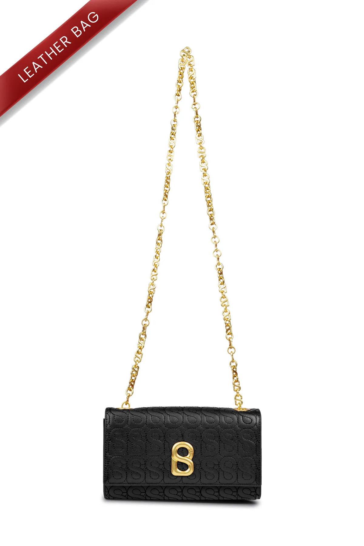 Luna Leather Wallet on Chain - Black