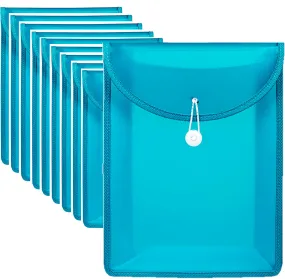 Marbig Top Load File Folder With Elastic Closure PP A4 Aqua Blue Pack 10