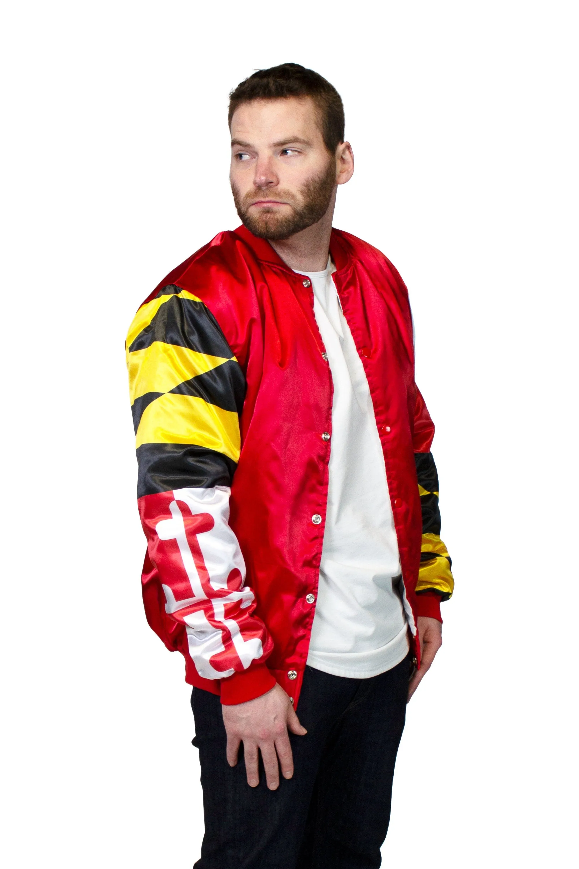 Maryland Flag Men's Satin Button-up Bomber Jacket