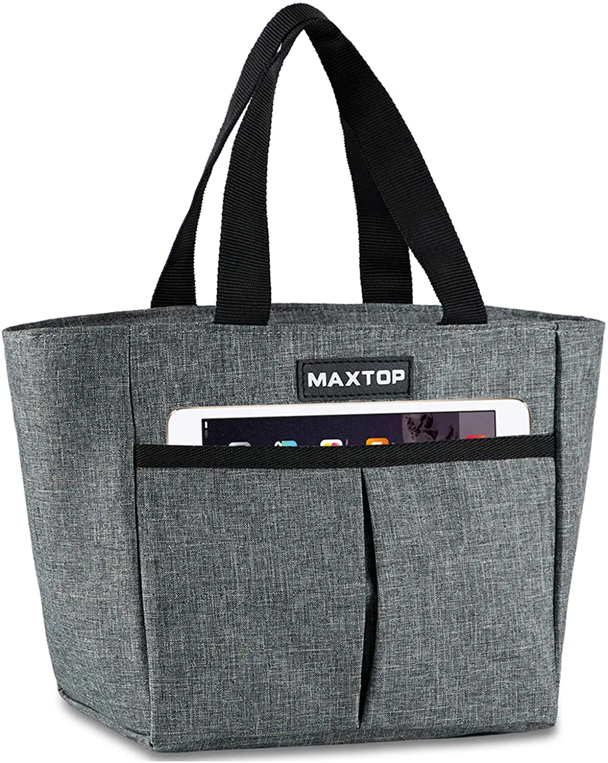 MAXTOP Lunch Bags for Women,Insulated Thermal Lunch Tote Bag,Lunch Box with Front Pocket for Office Work Picnic Shopping (Light Grey, Large)