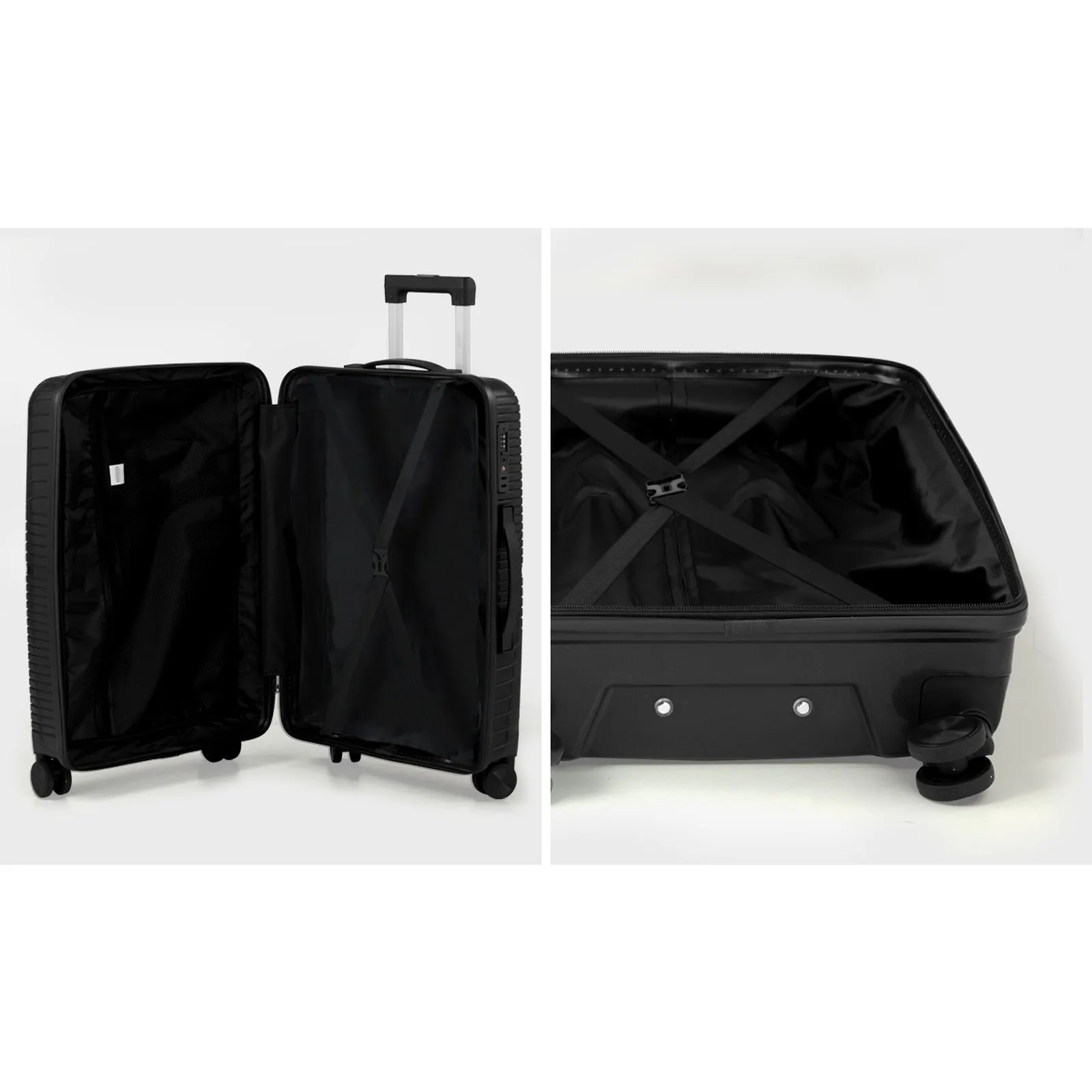 Mazam 3PCS Luggage Suitcase Trolley Set Travel Black PP Case TSA Lock Storage