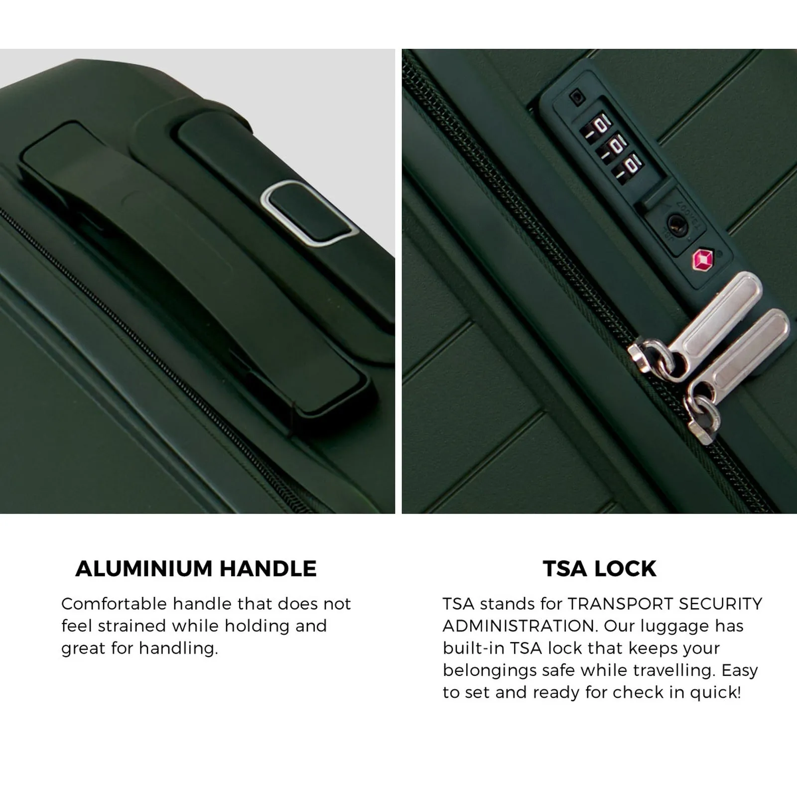 Mazam 3PCS Luggage Suitcase Trolley Set Travel TSA Lock Storage Green PP Case