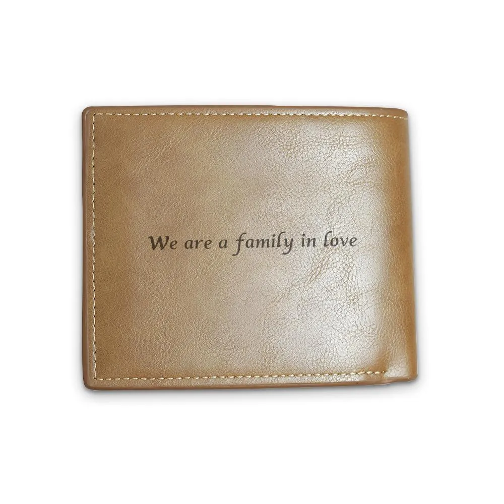 Meaningful Gifts Men's Custom Photo Wallet - Brown Leather