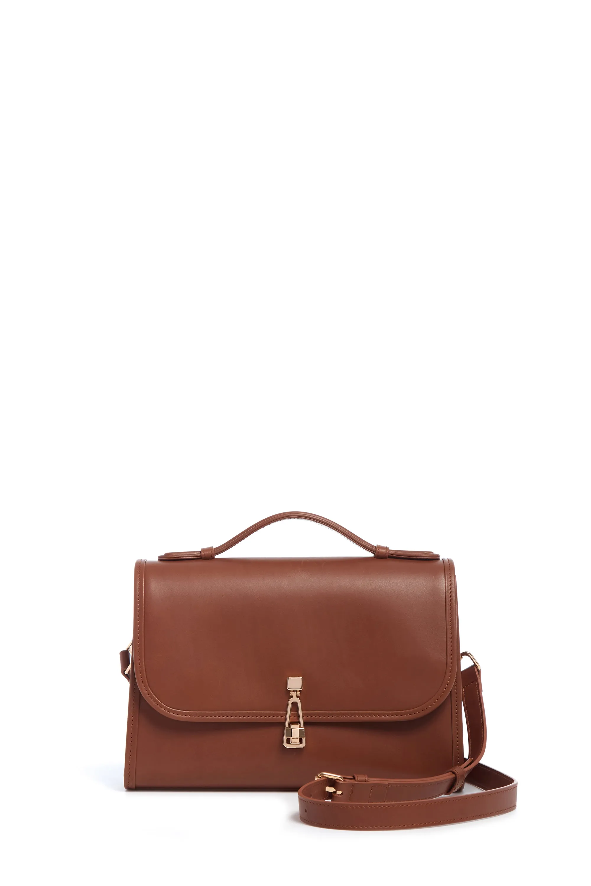 Medium Leonora Flap Bag in Cognac Leather