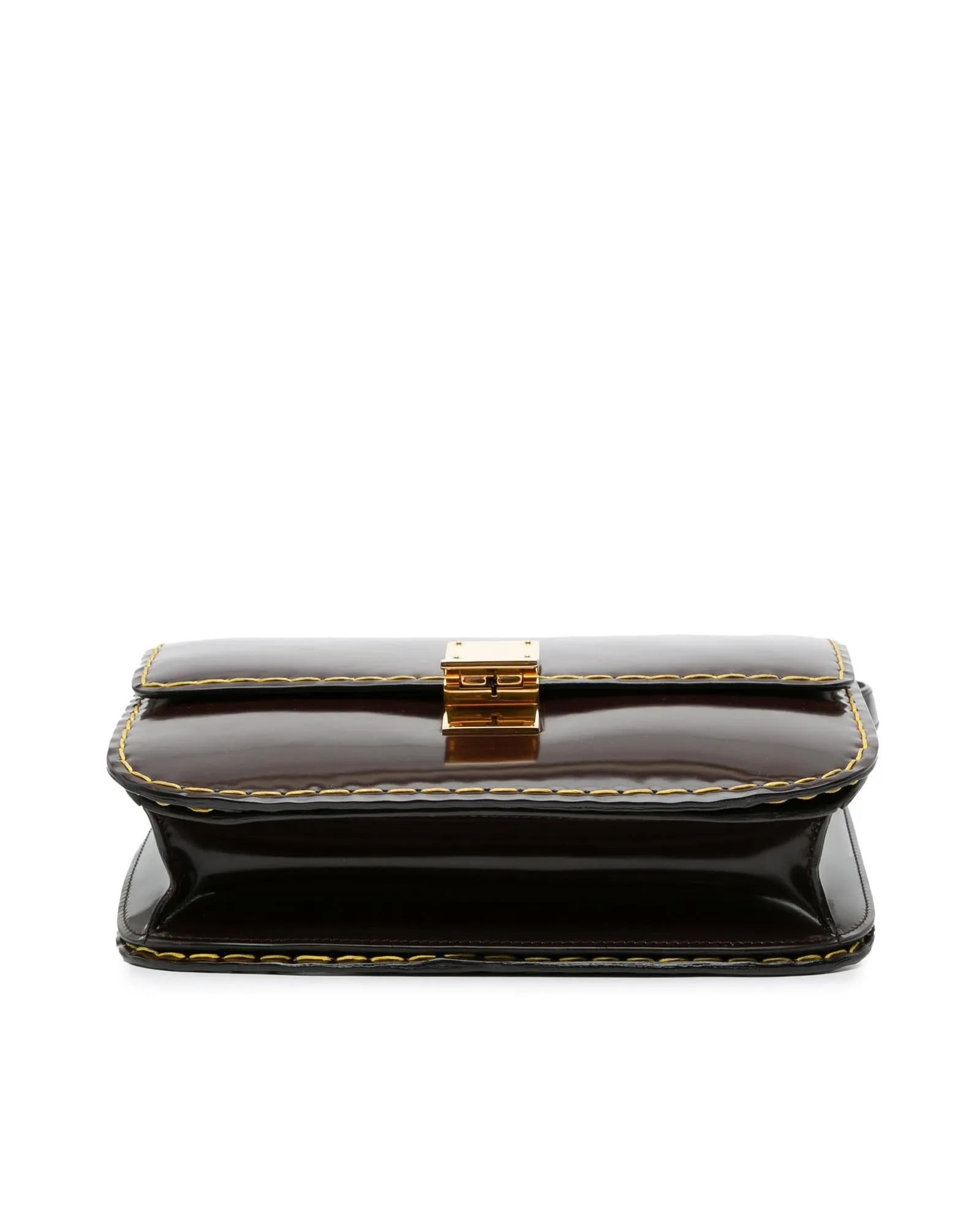 Medium Patent Leather Classic Box Crossbody Bag with Metal Clasp and Interior Pockets