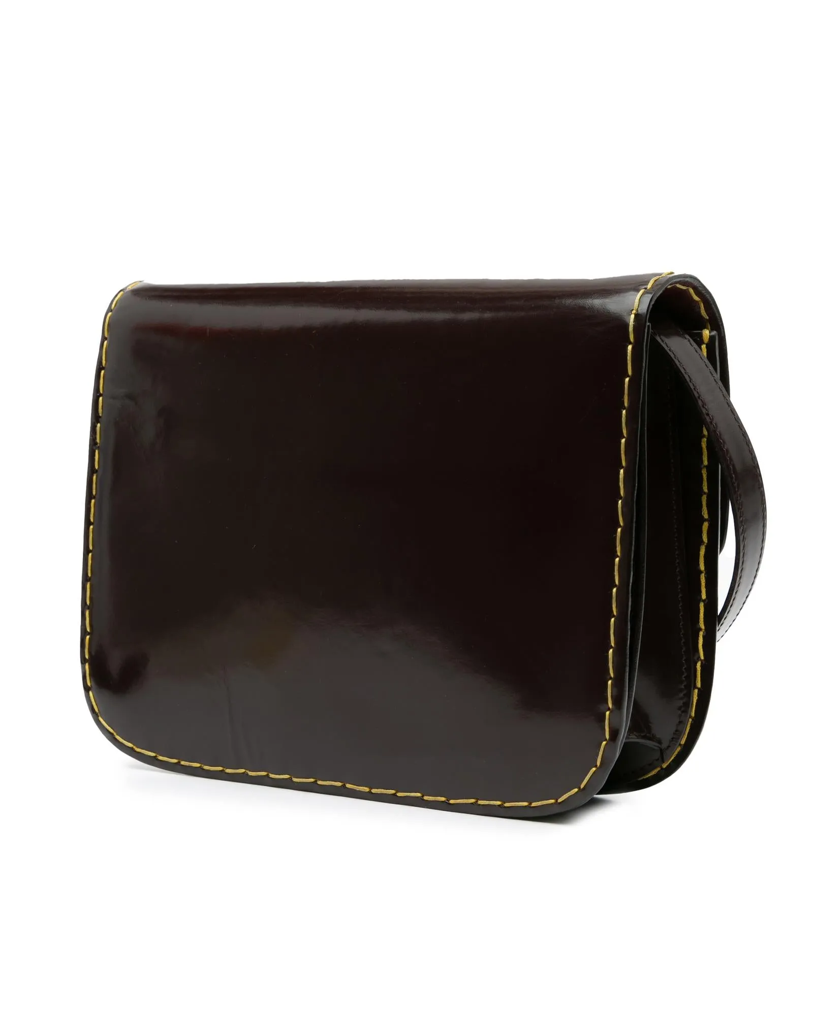 Medium Patent Leather Classic Box Crossbody Bag with Metal Clasp and Interior Pockets