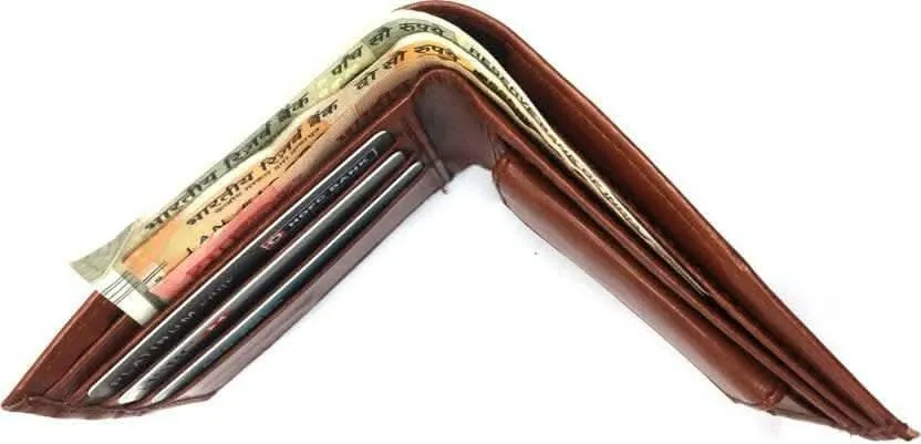 Men Casual Tan Artificial Leather Wallet (6 Card Slots)