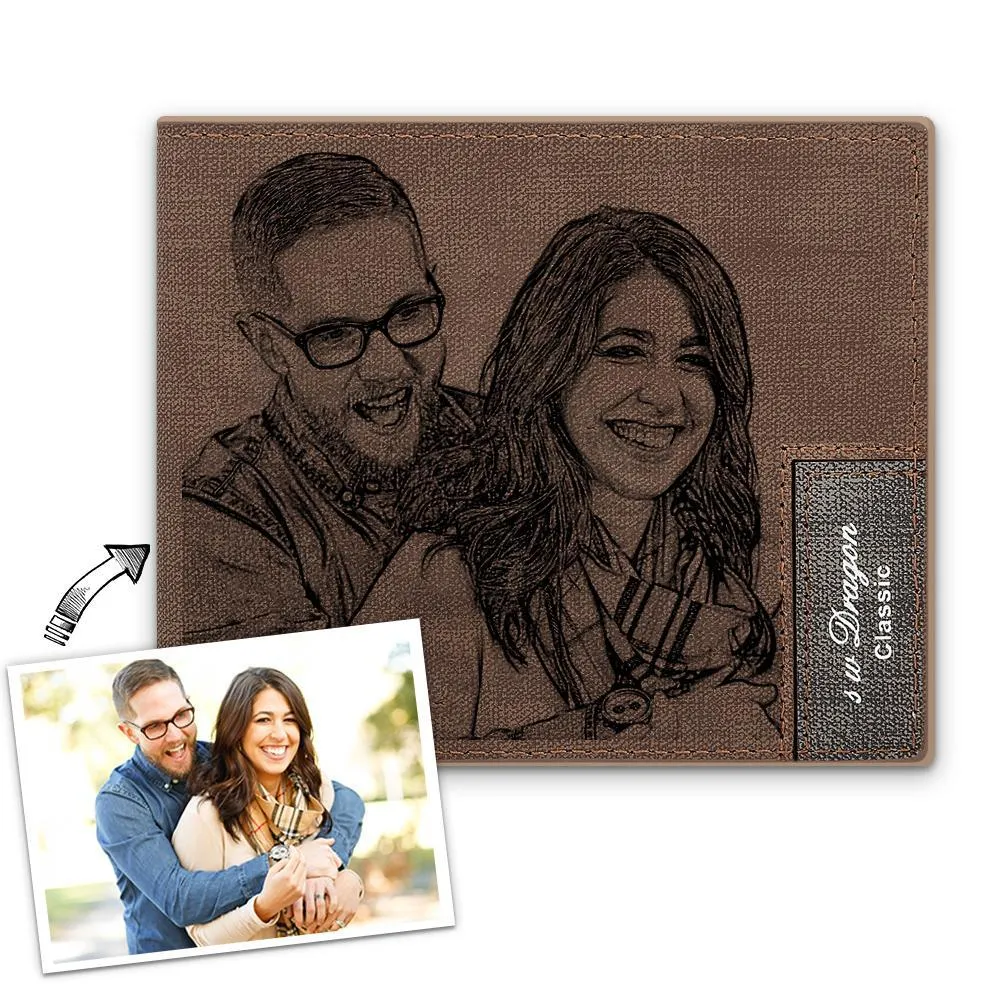 Men's Bifold Custom Photo Wallet Coffee Color