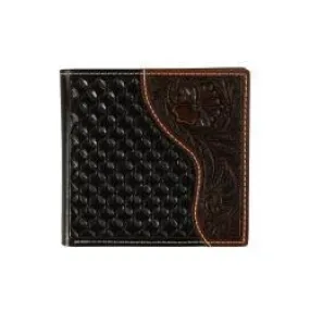 Men's Nocona Floral Overlay Brown Large Bifold Wallet