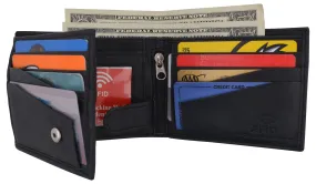 Mens RFID Blocking Leather Credit Card ID Snap Holder Bifold Wallet / RFID1533GT