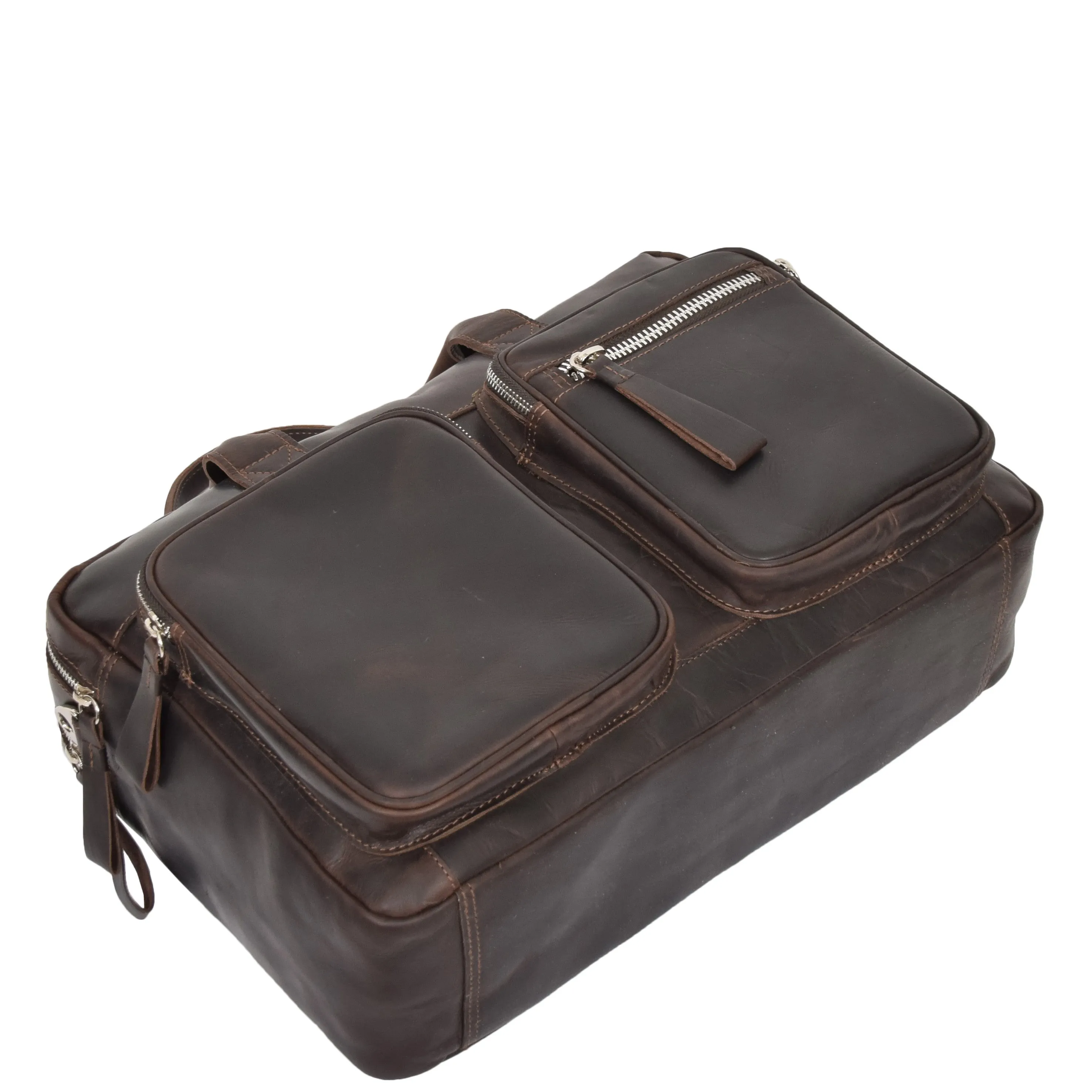 Mens Vintage Leather Organiser Briefcase Mason Brown