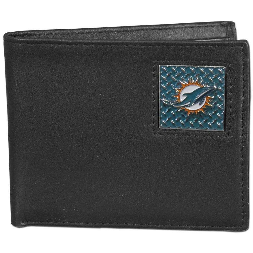 Miami Dolphins Gridiron Leather Bi-fold Wallet Packaged in Gift Box