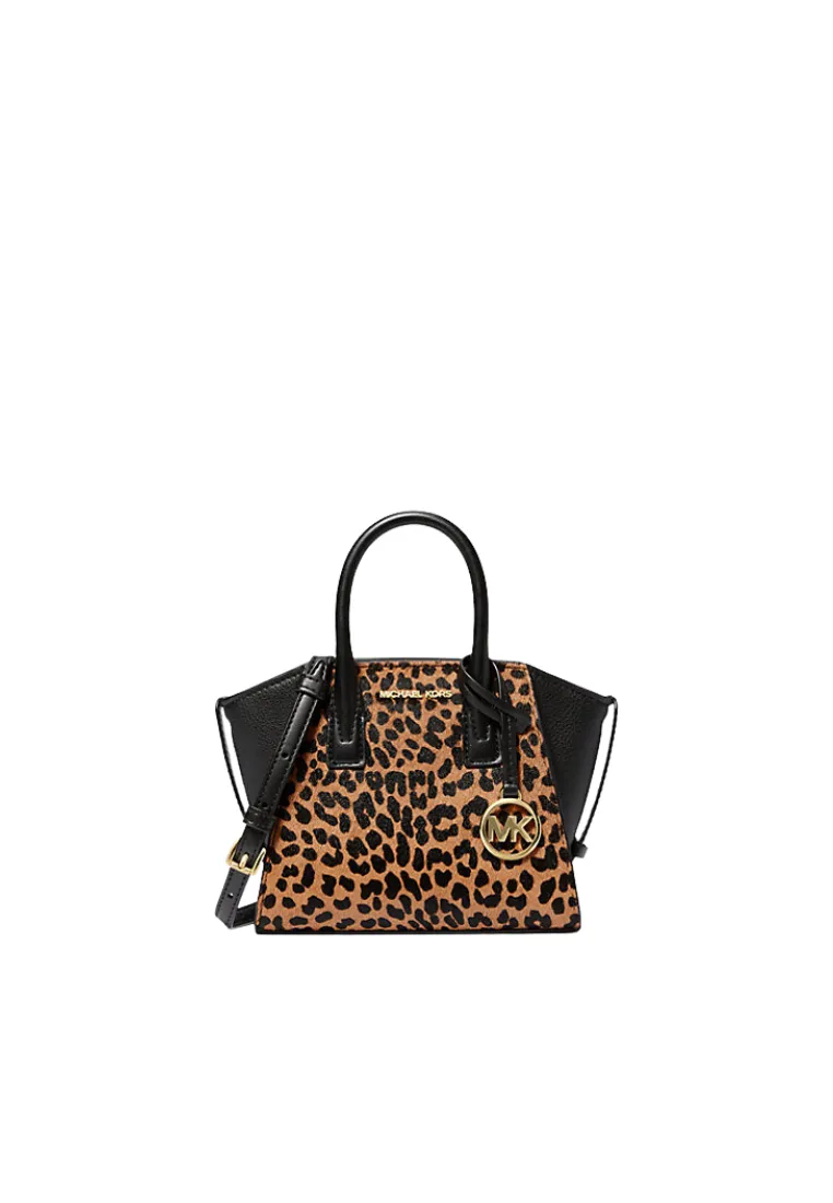 Michael Kors Avril Extra-Small Cheetah Print Calf Hair and Leather Satchel Bag In Black Multi 35F4G4VC0H