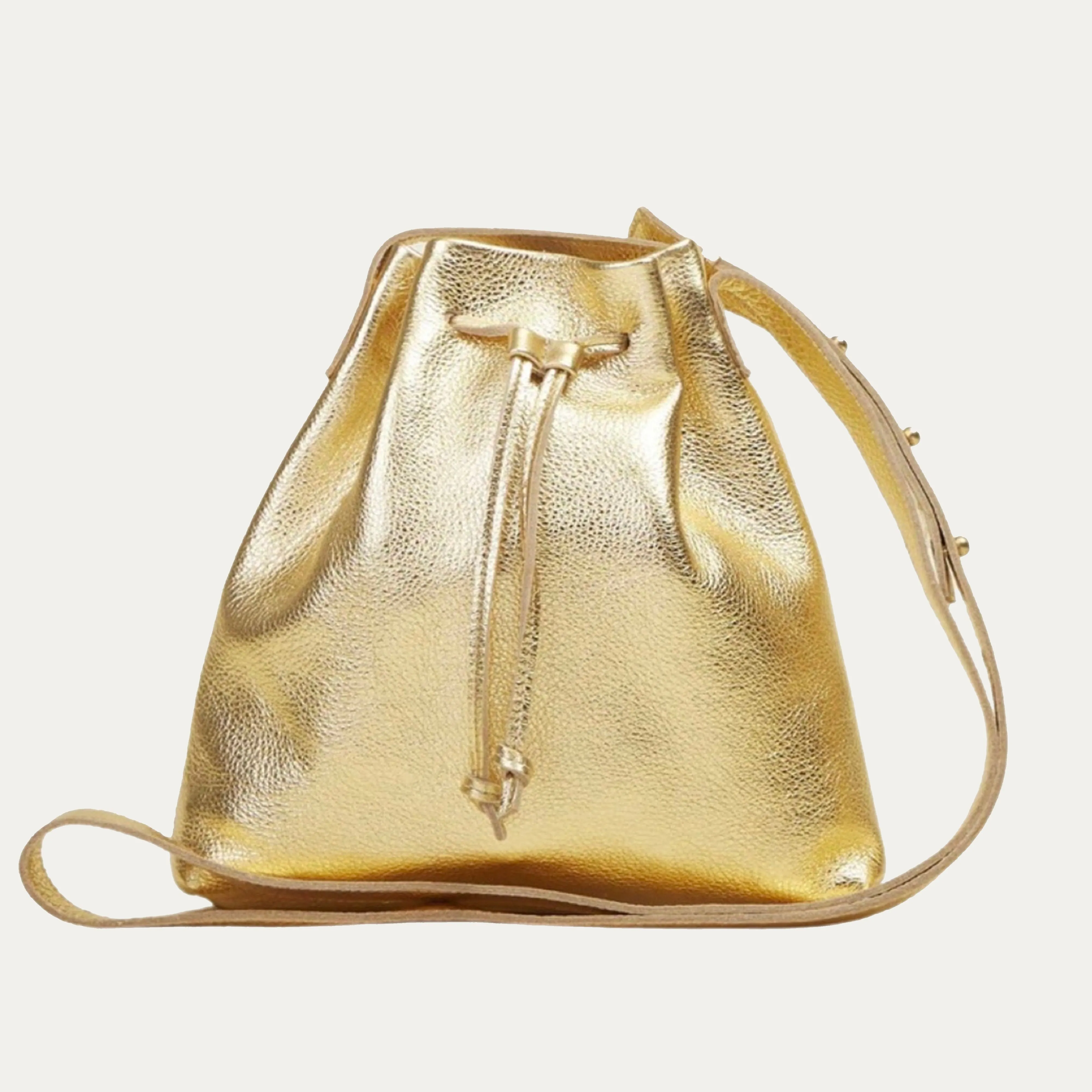 Mini Crossbody Tote | Gold Metallic Leather   Gold Hardware