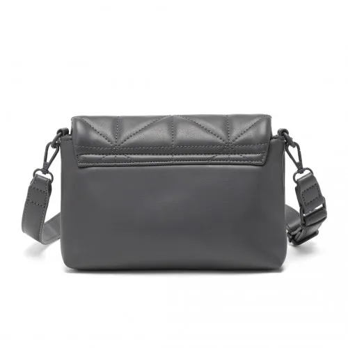 Miss Lulu Chic Quilted Grey Shoulder Bag with Chain Strap - Elegant & Stylish Handbag for Any Occasion