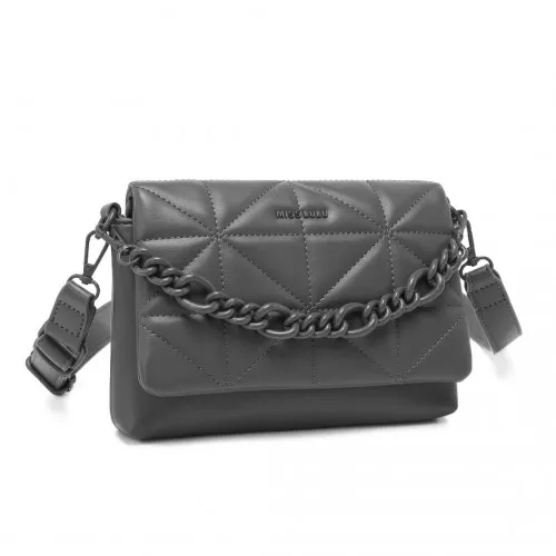 Miss Lulu Chic Quilted Grey Shoulder Bag with Chain Strap - Elegant & Stylish Handbag for Any Occasion