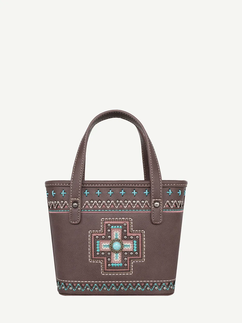 Montana West Embroidered Cross Concho Crossbody Mini Tote