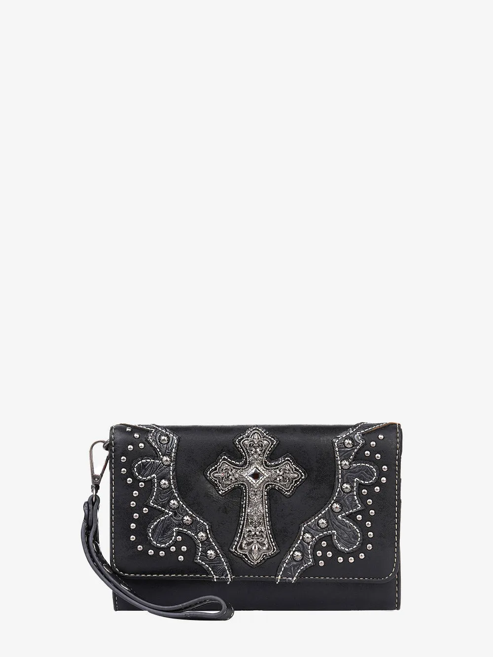 Montana West Spiritual Floral Embossed Crossbody Wallet