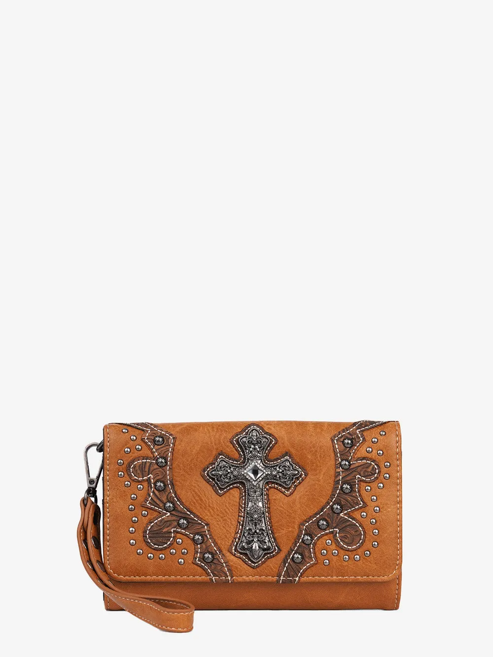 Montana West Spiritual Floral Embossed Crossbody Wallet