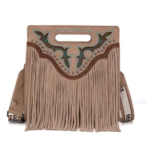 MW1281G-9360  Montana West Fringe Embroidered Concealed Carry Tote/Crossbody - Tan