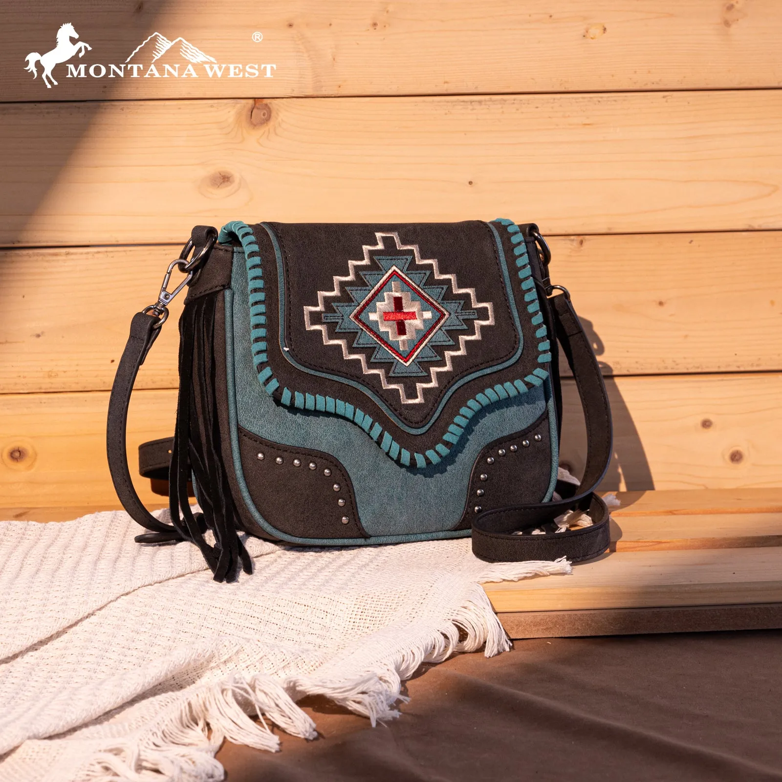 MW1310-8360  Montana West Embroidered Azte Collection Crossbody