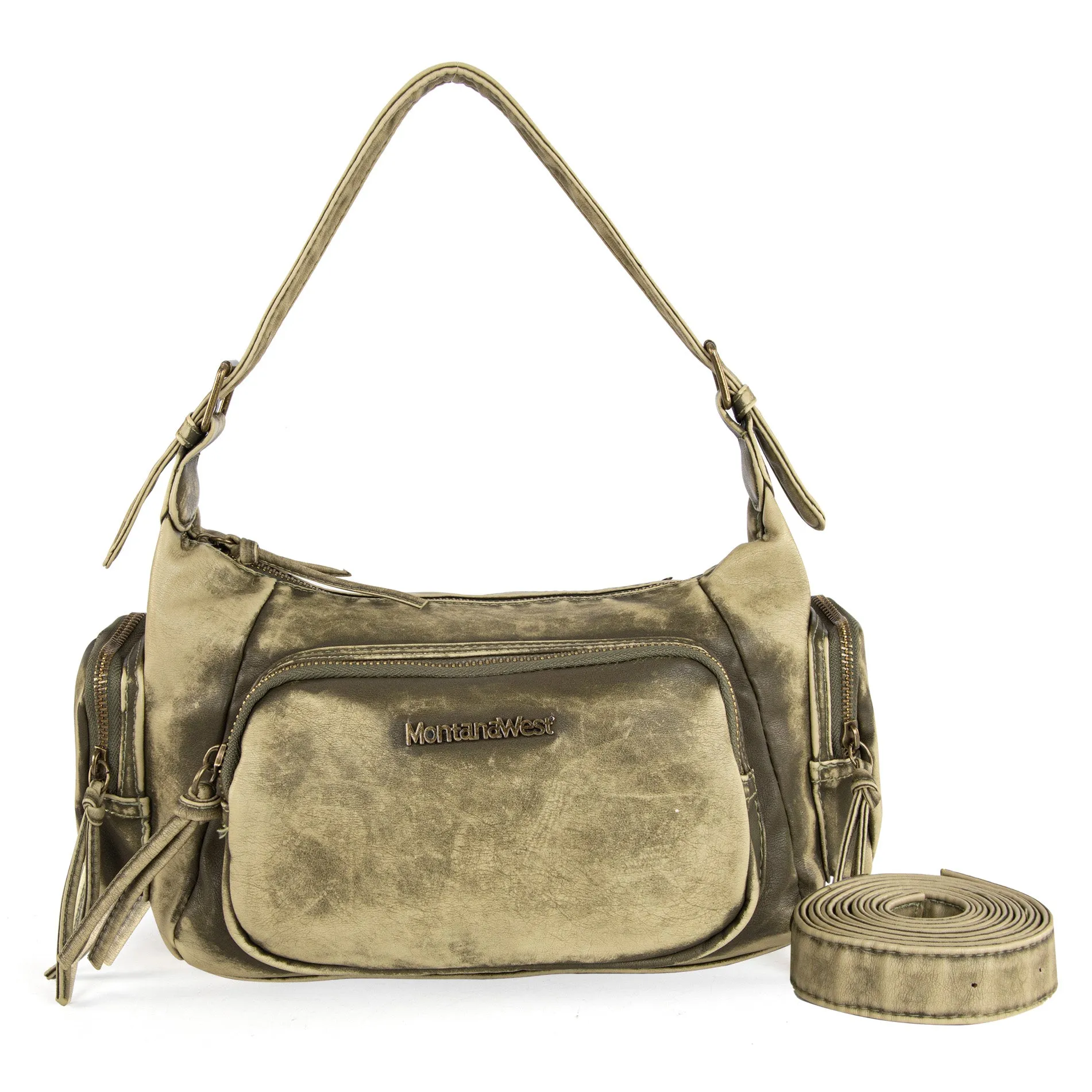 MWC-223 Montana West Stone Wash Hobo/Crossbody Green