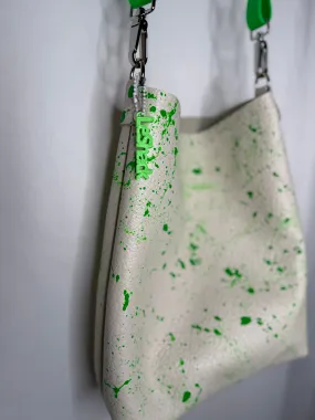 Neon Green Splatter Leather Crossbody Bag