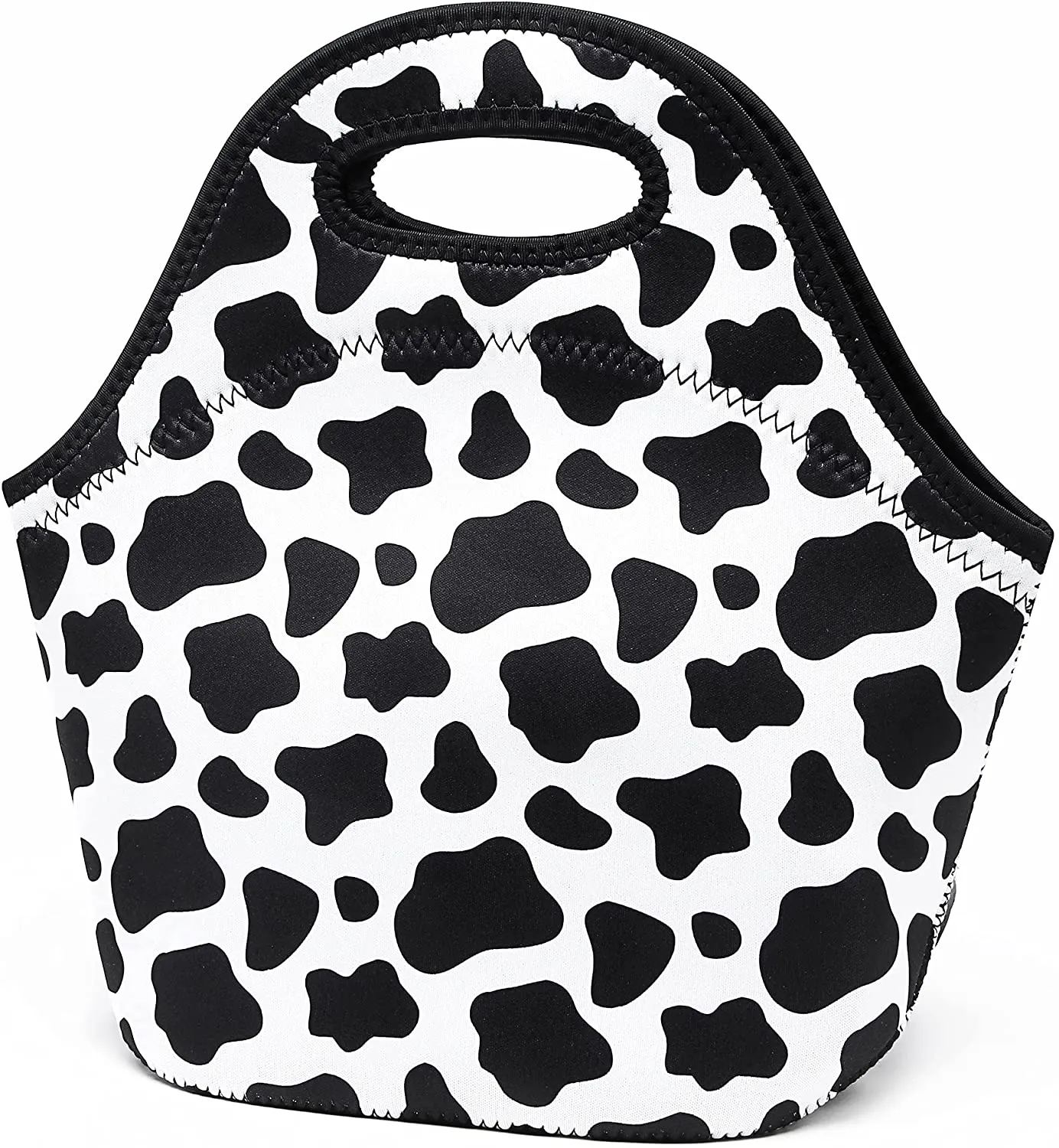 Neoprene Lunch Bags Insulated Lunch Tote Bags for Women Washable lunch container box for work picnic Lightweight Meal Prep Bags for Men Women (White Dots Black)