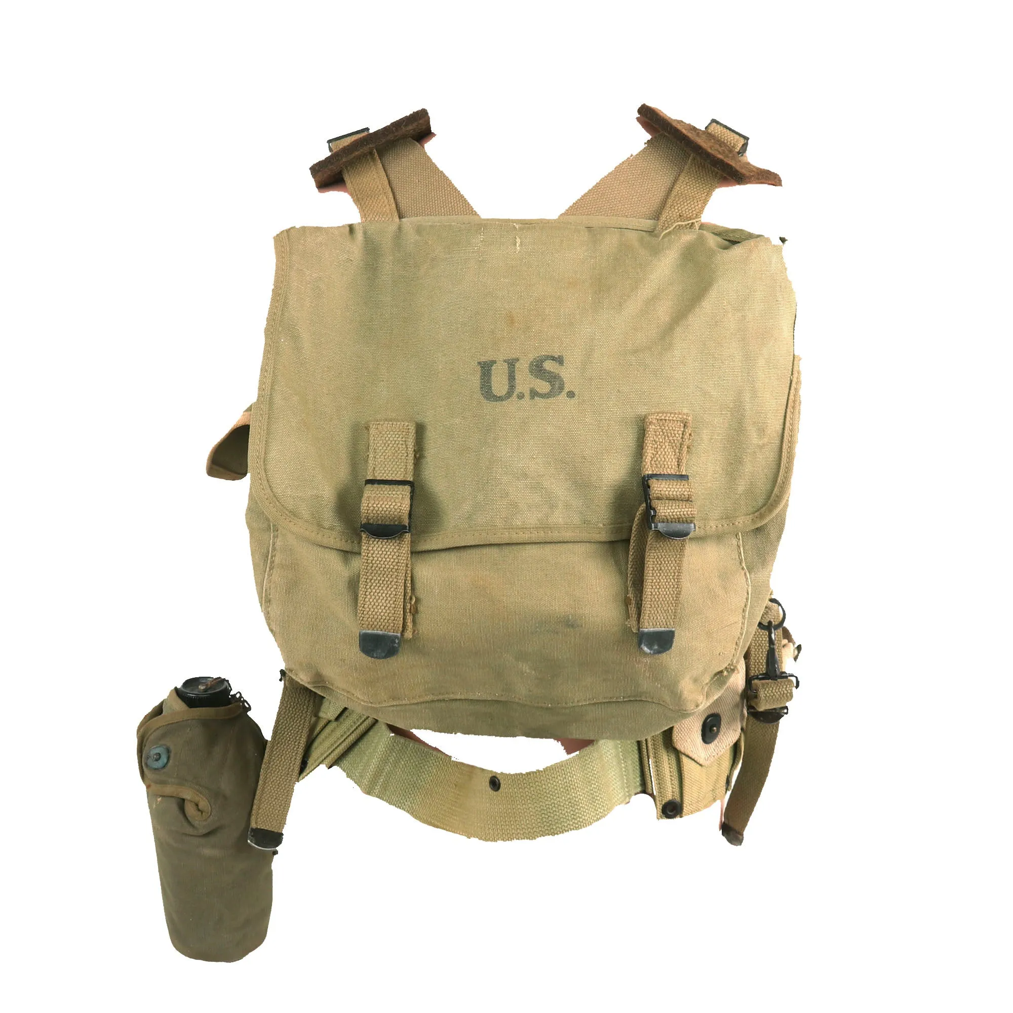 Original U.S. WWII Field Gear Rig with M36 Musette Bag, Cartridge Belt, M-36 Suspenders & Rigged as “Airborne” Set