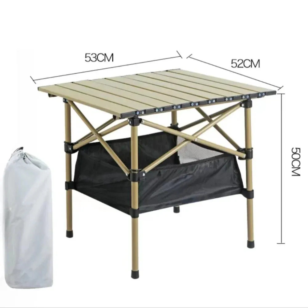 Outdoor Folding Long Table Portable Storage Black Camping Desk Barbecue Easy To Install With Net Bag Light Stable Desk Table