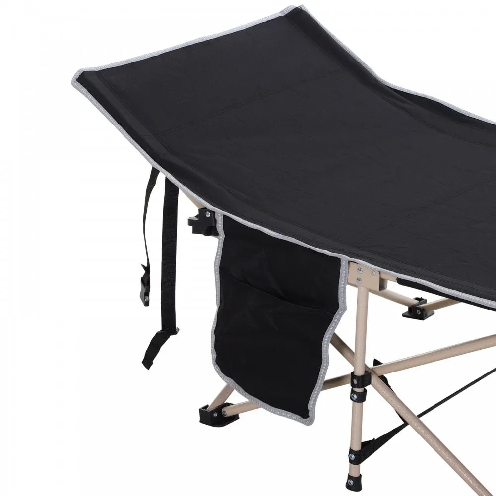 Outsunny Oxford Cloth Folding Single Camping Bed Lounger Black