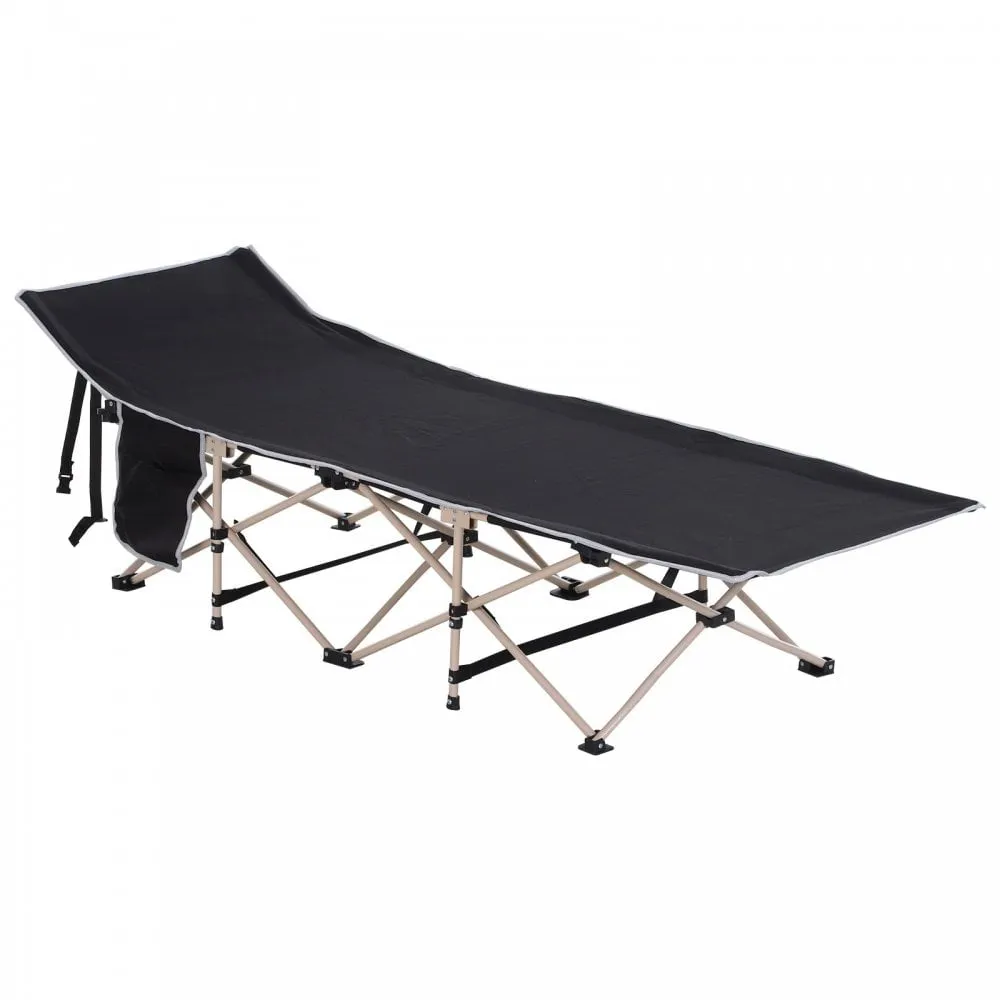 Outsunny Oxford Cloth Folding Single Camping Bed Lounger Black