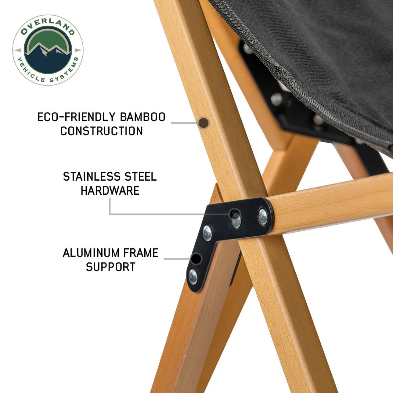 Overland Vehicle Systems Kick It Camp Chair - Wood Base & Storage Bag