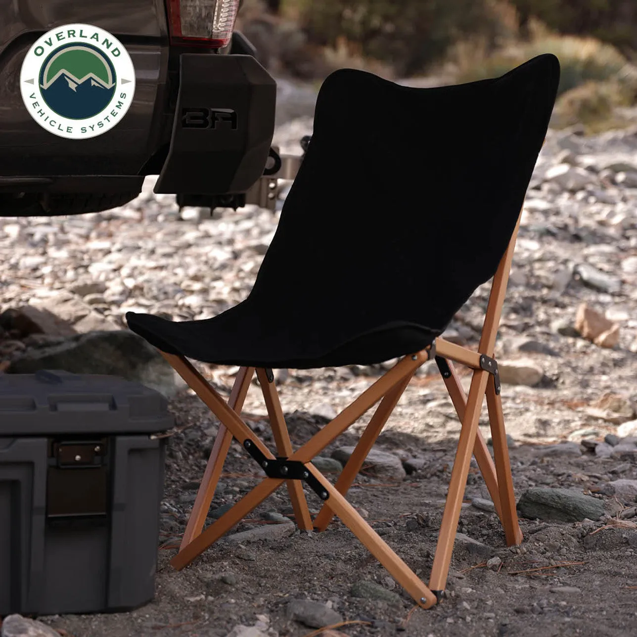 Overland Vehicle Systems Kick It Camp Chair - Wood Base & Storage Bag