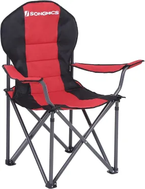 Padded Foldable Camping Chair with Bottle Holder - SONGMICS